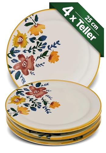 Lashuma Teller Set 4 teilig, Speiseteller bunt Blütenfest, große Servierteller rund 25 cm Ø Lashuma Teller Set 4 teilig, Speiseteller bunt Blütenfest, große Servierteller rund 25 cm Ø von Lashuma