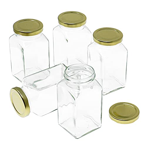 Lashuma 5x Glasgefäße mit Deckel, Marmeladengläser 270 ml, transparente Vorratsgläser eckig von Lashuma