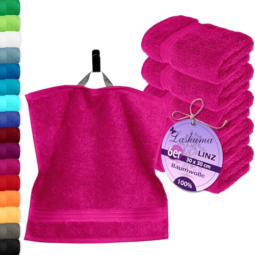 Lashuma Handtücher Set Pink - Purpur, 6X Seiftücher saugstark 30x30, Waschtücher Frottee Linz von Lashuma