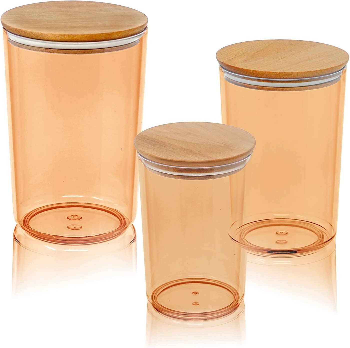 Lashuma Aufbewahrungsdose (Set, 3 St), Bernstein transparente Lebensmittelbehälter rund 0,9 Liter - 1,5 Liter - 2,3 Liter von Lashuma