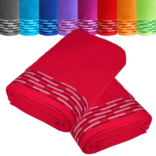 Lashuma Badehandtuch groß, Lugano 2er Duschtuch Set Rot, Made in Portugal von Lashuma