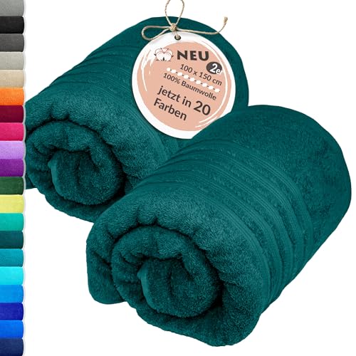 Lashuma XXL Badehandtücher Set 100x150 cm, London 2er Duschhandtücher Grün - Opal Lashuma XXL Badehandtücher Set 100x150 cm, London 2er Duschhandtücher Grün - Opal von Lashuma
