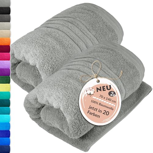 Lashuma Badetuch 70x140 cm 2er Set, London Frottee Handtücher Grau - Stein Lashuma Badetuch 70x140 cm 2er Set, London Frottee Handtücher Grau - Stein von Lashuma