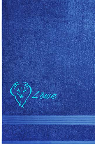 Lashuma Badetuch 70x140 mit Tierkreiszeichen Löwe, Linz Duschhandtuch Blau, Farbe: Königsblau von Lashuma