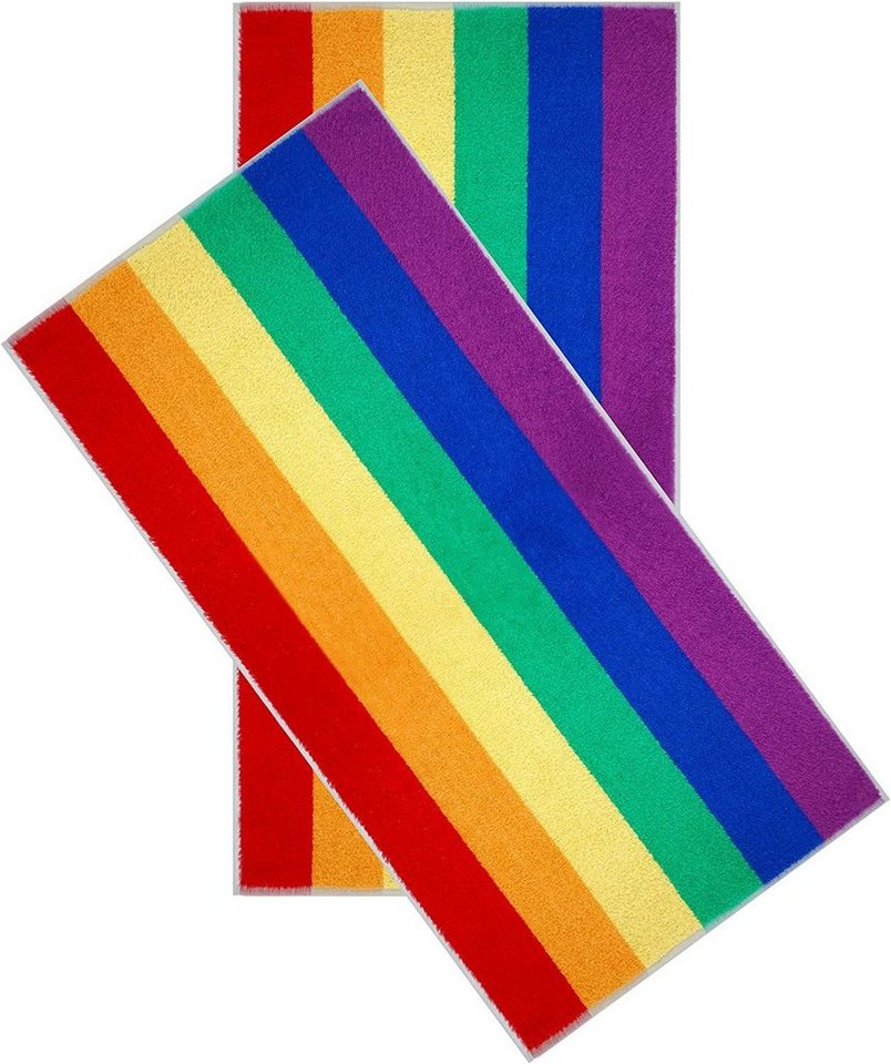 Lashuma Handtücher Regenbogen, Frottee (2-St), buntes Handtuchset Frottee mit Streifen 50x100 cm von Lashuma