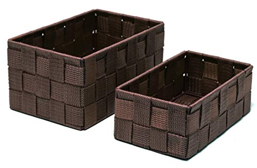 Lashuma Badkörbchen 2er Korb Set, Rechteckige Regalkörbe in Braun, Körbchen Größen: 19x10x7 cm und 20x13x10 cm von Lashuma