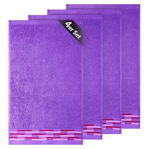 Lashuma Baumwolle Gästehandtuch Set 30x50 cm, Lugano 4er Frottee Handtuchset Lila - Lavendel Lashuma Baumwolle Gästehandtuch Set 30x50 cm, Lugano 4er Frottee Handtuchset Lila - Lavendel von Lashuma