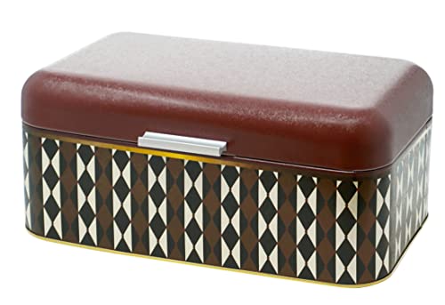Lashuma Behälter Brotdose 36x21 cm, Brotkasten Vintage braun Zirkus, Metall Kiste für Brot mit Klappe von Lashuma