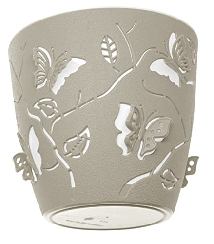 Lashuma Blumentopf Kunststoff rund Ø 11 cm, Pflanzkübel für drinnen und draußen, Blumenkübel beige von Lashuma