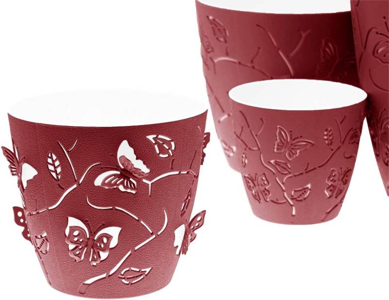Lashuma Blumentopf Rot (Set, 4 St), 3D Optik von Lashuma