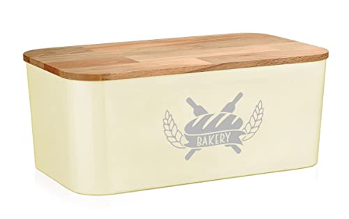 Lashuma Brot Aufbewahrungsbox 36x21 cm mit Deckel, Brotdose eckig, Brotbehälter Beige von Lashuma