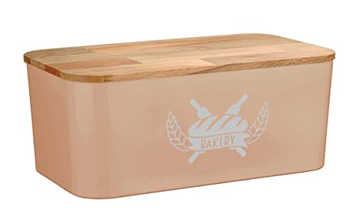 Lashuma Brotbox Kunststoff Puder, Brotkasten eckig, Brot Frischhaltebox 36x21 cm mit Deckel von Lashuma