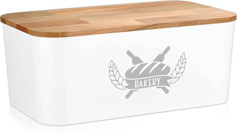 Lashuma Brotkasten, Kunststoff, (1-tlg), Frischhaltedose eckig mit Deckel weiß 36x21 cm von Lashuma