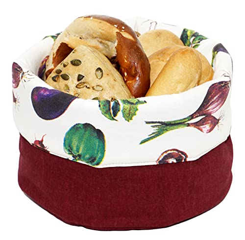 Lashuma Füllkorb modern Ø 22 cm Höhe: 13 cm, Brotkorb bunt Gemüse, Frühstückskorb rund von Lashuma