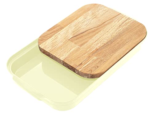 Lashuma Brotschneidebrett Bambus, Küchenbrett mit Schale 40x24 cm, eckige Auffangschale Beige Lashuma Brotschneidebrett Bambus, Küchenbrett mit Schale 40x24 cm, eckige Auffangschale Beige von Lashuma