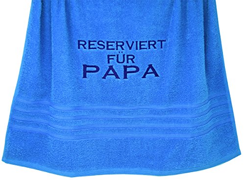 Lashuma Duschhandtuch 70x140, Geschenk Blau - Capri mit Stick Reserviert für Papa, Serie: London von Lashuma