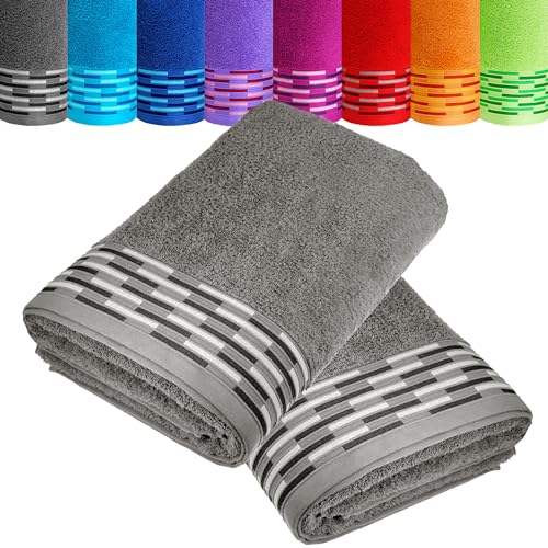 Lashuma Duschhandtuch 70x140 Grau, Lugano 2er Set Duschtücher Deluxe Qualität von Lashuma