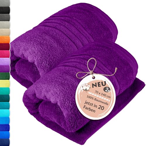 Lashuma Duschhandtuch groß 70x140 2er Set, London Strand Badetücher Lila - Aubergine Lashuma Duschhandtuch groß 70x140 2er Set, London Strand Badetücher Lila - Aubergine von Lashuma