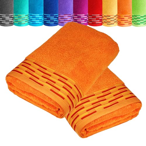 Lashuma Frottee Duschtücher 70x140 cm, Lugano 2er Handtücher Set Orange Lashuma Frottee Duschtücher 70x140 cm, Lugano 2er Handtücher Set Orange von Lashuma