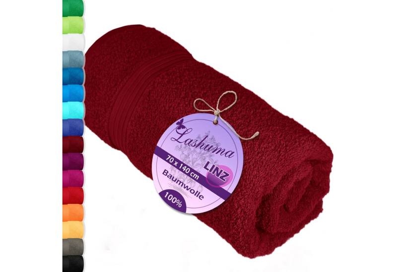 Lashuma Duschtuch - Badetuch Linz, Frottee (1-St), Dunkel rotes Handtuch Frottee 70x140 cm von Lashuma