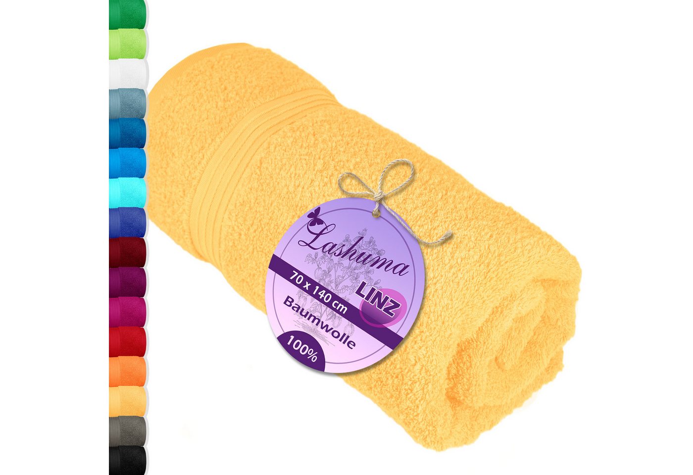 Lashuma Duschtuch - Badetuch Linz, Frottee (1-St), Gelbes Duschtuch 70x140 kuschelig von Lashuma