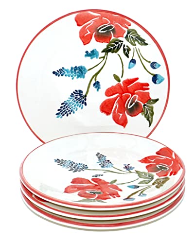 Lashuma Essteller 4er Set rund, Keramik Frühstücksteller 19 cm Ø, Abendbrotteller bunt Mohnblume Lashuma Essteller 4er Set rund, Keramik Frühstücksteller 19 cm Ø, Abendbrotteller bunt Mohnblume von Lashuma