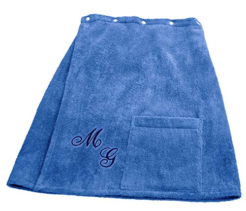 Lashuma Framsohn Saunatuch Fun Saunakilt für die Herren, Farbe Azur Blau, Bestickt mit Ihrem Wunsch Monogramm Dunkel Blau Lashuma Framsohn Saunatuch Fun Saunakilt für die Herren, Farbe Azur Blau, Bestickt mit Ihrem Wunsch Monogramm Dunkel Blau von Lashuma