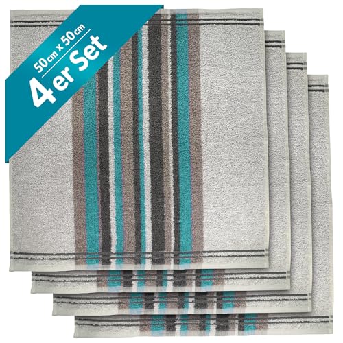 Lashuma Frottee Geschirrtücher 50x50 cm für die Küche, Aurora 4er Set Abtrockentücher Blau - Grau von Lashuma