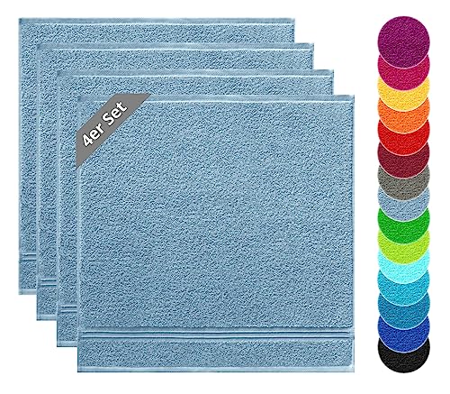 Lashuma Frottee Handtücher Küche Tauben - Blau, Linz 4tlg Küchenhandtücher Set 50x50cm von Lashuma
