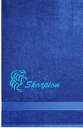 Lashuma Frotteetuch Linz Tierkreiszeichen Skorpion, Duschtuch 70x140 cm, Badehandtuch Königs Blau von Lashuma