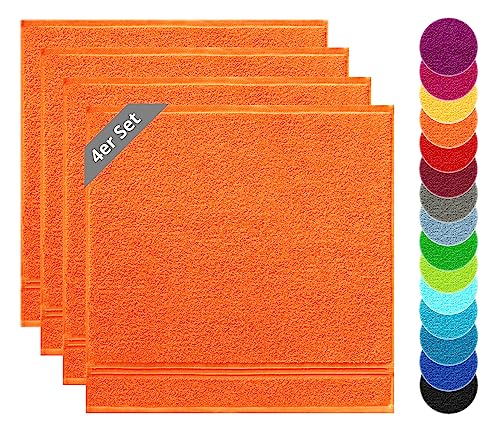 Lashuma Trockentücher Küche Set, Linz 4X Handtücher Frottee Orange 50x50 cm Lashuma Trockentücher Küche Set, Linz 4X Handtücher Frottee Orange 50x50 cm von Lashuma