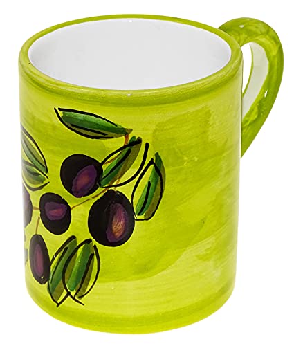 Lashuma Frühstückstasse Keramik, Teetasse Füllmenge: 350 ml, Bemalter Trinkbecher Design: Olive von Lashuma