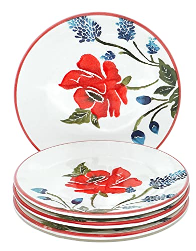 Lashuma Frühstücksteller 4er Set, flache Kuchenteller bunt Mohnblume, Keramikteller rund 15 cm Ø Lashuma Frühstücksteller 4er Set, flache Kuchenteller bunt Mohnblume, Keramikteller rund 15 cm Ø von Lashuma