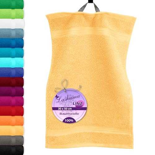 Lashuma Gästehandtuch, Linz kleines Handtuch Gäste WC 30x50 cm, Farbe: Aprikose Gelb Lashuma Gästehandtuch, Linz kleines Handtuch Gäste WC 30x50 cm, Farbe: Aprikose Gelb von Lashuma