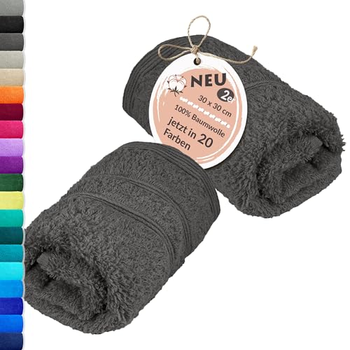 Lashuma 2er Set Frottee Baby Waschlappen weich Anthrazit - Grau, London Seiflappen Set klein von Lashuma