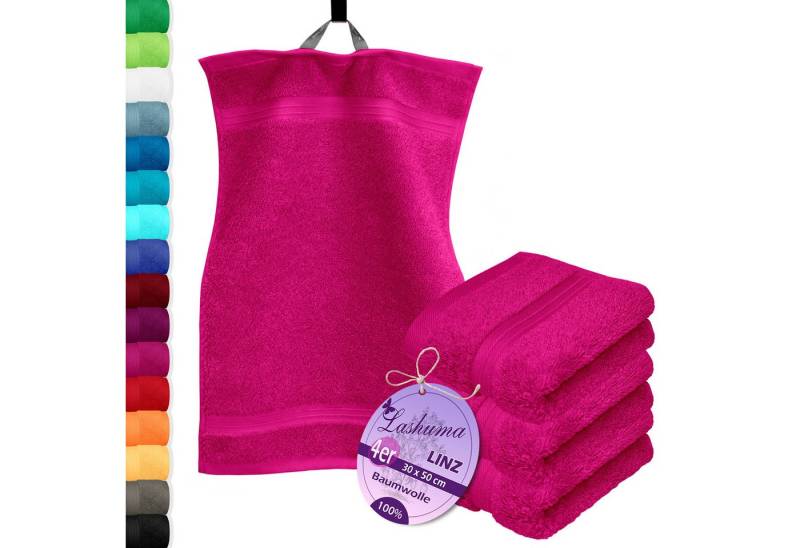 Lashuma Gästehandtücher - Kleine Handtücher Linz, Frottee (Spar-Set, 4-St), Damen Gästetücher pink 30x50 cm von Lashuma
