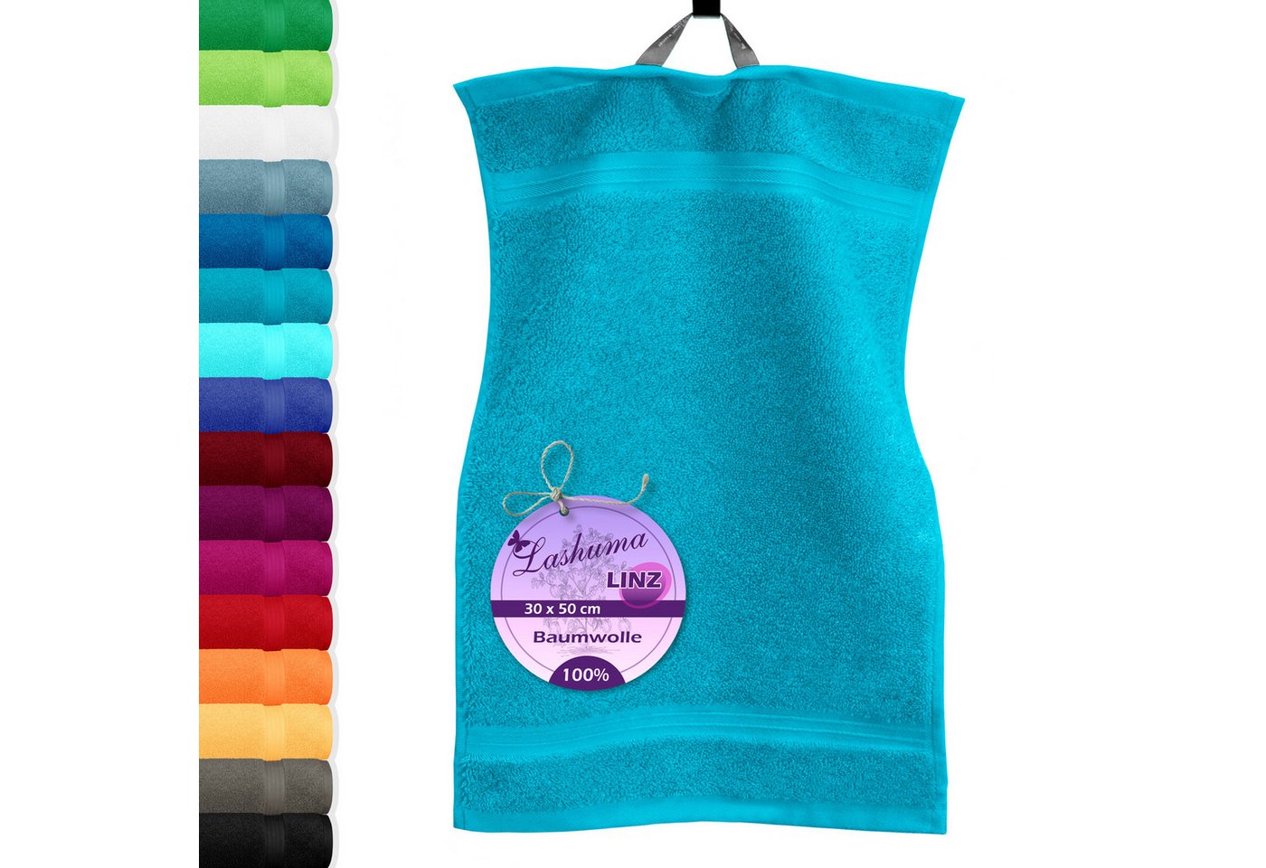 Lashuma Gästehandtücher - Kleine Handtücher Linz, Frottee (Spar-Set, 4-St), Modernes Gästetücher Set 30x50 cm blau von Lashuma