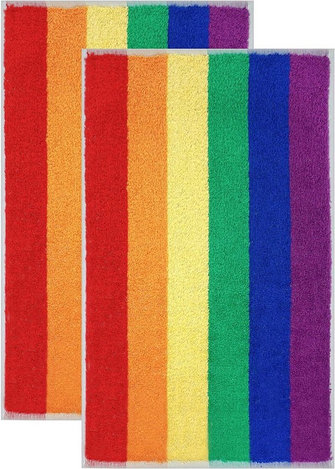 Lashuma Gästehandtücher Regenbogen, Frottee (2-St), kleine Handtücher Bad 30x50 gestreift bunt von Lashuma