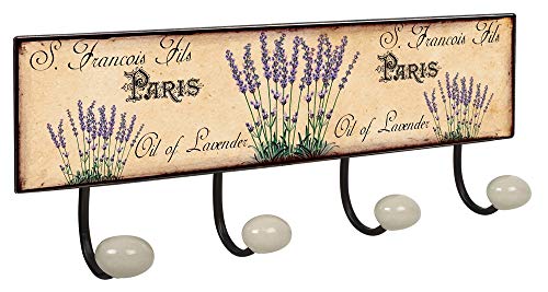 Lashuma Garderobenleiste 4x Haken, Dekoschild Wand Hakenleiste Größe: 40x15,5 cm, Große Wandgarderobe Motiv: Blütezeit von Lashuma
