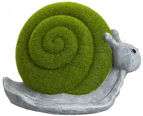 Lashuma Gartenfigur Schnecke - Tierfigur in Steinoptik mit Grüner Beflockung - Dekofigur 12 cm von Lashuma