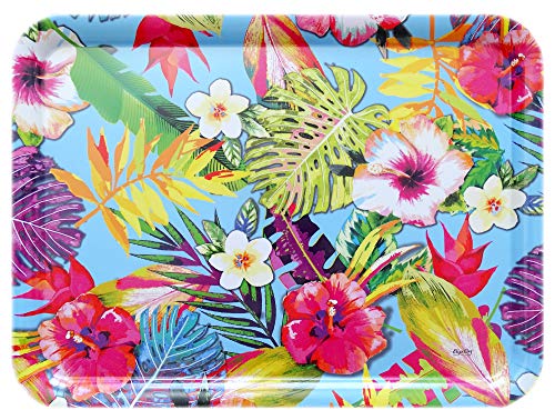 Lashuma Gastrotablett 50x37 cm, Kunststoff Servicetablett italienisch, Gartentablett Muster: Tropical, Buntes Esstablett von Lashuma