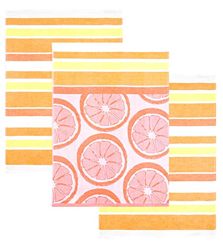 Lashuma Geschirrhandtuch 3er Set, Handtücher Küche gestreift 50x70 cm, Baumwoll Küchentücher Design: Orange von Lashuma