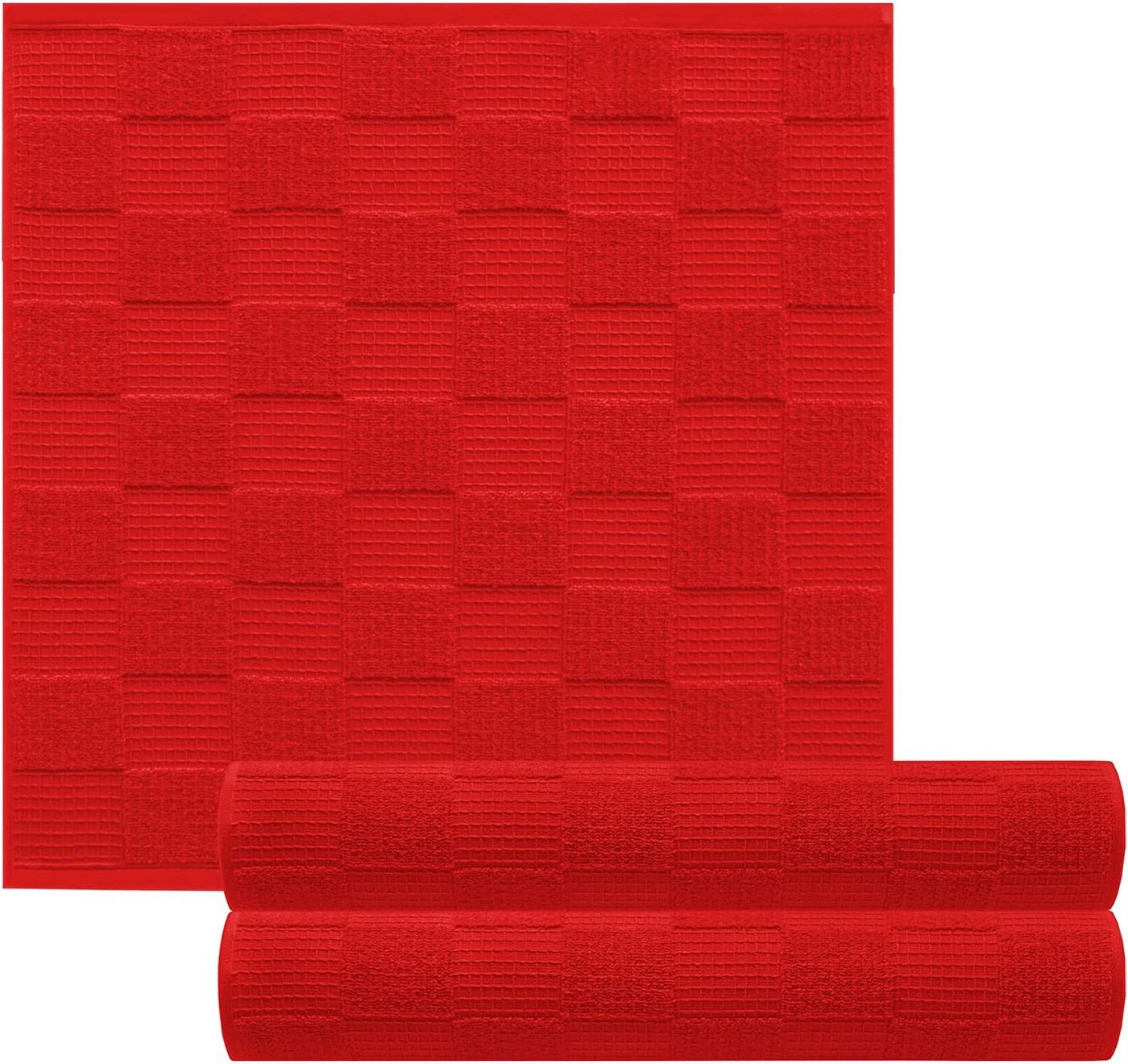 Lashuma Geschirrtuch Lissabon, (Set, 3-tlg), Damen Geschirr Handtücher Frottee - Waffelpikee 50x50 cm rot von Lashuma