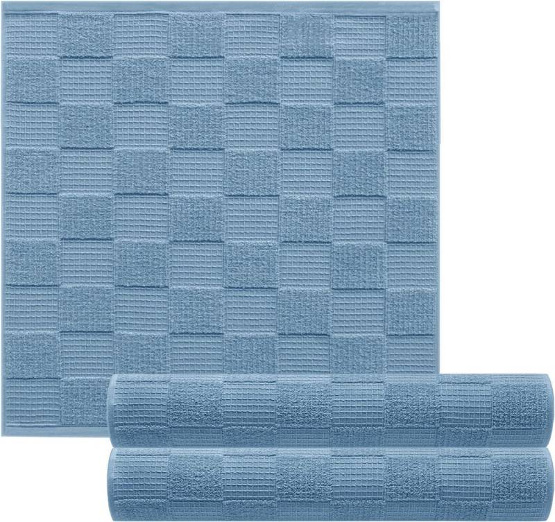 Lashuma Geschirrtuch Lissabon, (Set, 3-tlg), Küchenhandtücher Frottee Waffelpique blau 50x50 cm von Lashuma