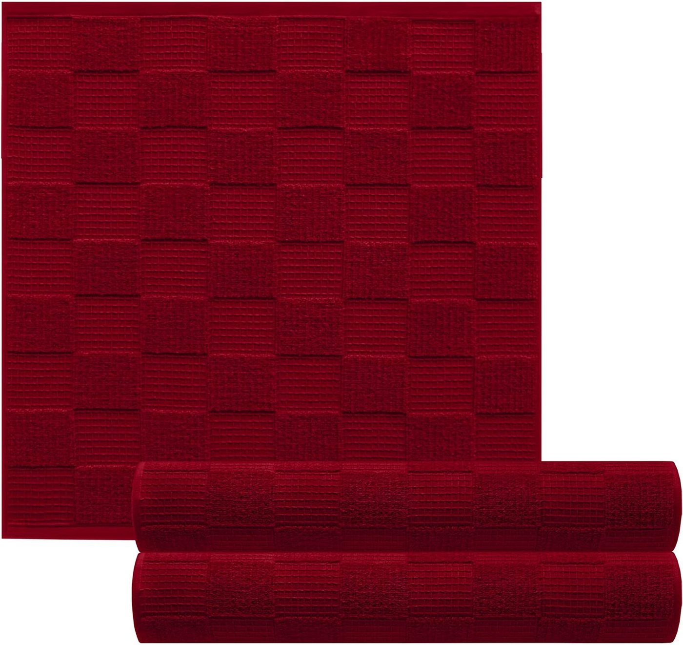 Lashuma Geschirrtuch Lissabon, (Set, 3-tlg), Küchentücher einfarbig dunkel rot 50x50 cm von Lashuma