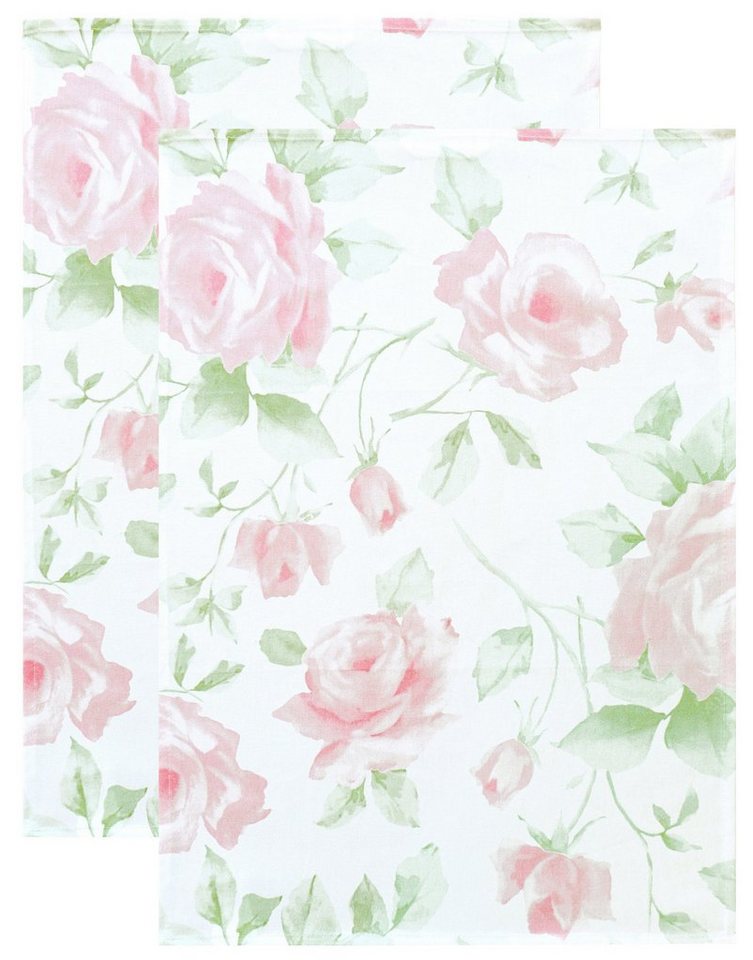 Lashuma Geschirrtuch Rose, (Set, 2-tlg., 2 Küchentücher 48x68 cm), Küchenhandtücher Baumwolle, Geschirrhandtücher saugstark von Lashuma