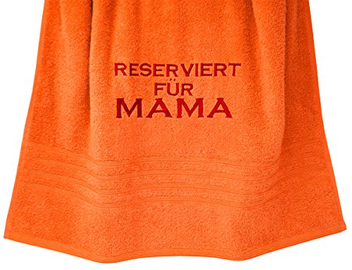 Lashuma Personalisiertes Handtuch Orange, 70x140 mit hochwertigen Stick Reserviert für Mama, London von Lashuma