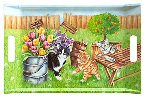 Lashuma Großes Küchentablett Melamin, Buntes Teetablett Design: Katzenbande, Größe: 47x31 cm von Lashuma