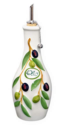 Lashuma Handgemachte Ölflasche mit Ausgießer 500 ml im Olivendesign aus Italienischer Keramik, Größe 23 cm Lashuma Handgemachte Ölflasche mit Ausgießer 500 ml im Olivendesign aus Italienischer Keramik, Größe 23 cm von Lashuma
