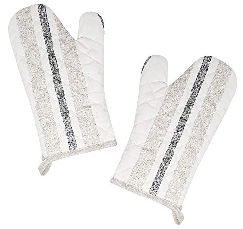 Lashuma 2X Backhandschuhe Baumwolle, Grillhandschuhe beige grau Design: Rustik, Handschuhe 30x20 cm von Lashuma